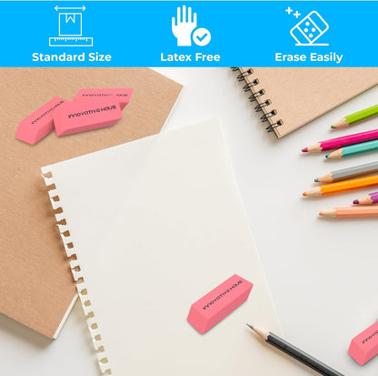 Innovative Haus Pink Erasers Bulk - Latex Free, Smudge Resistant Large Eraser. Big Size School Erasers for Kids in Bulk. Ideal for Students and Classrooms. Pack of 100