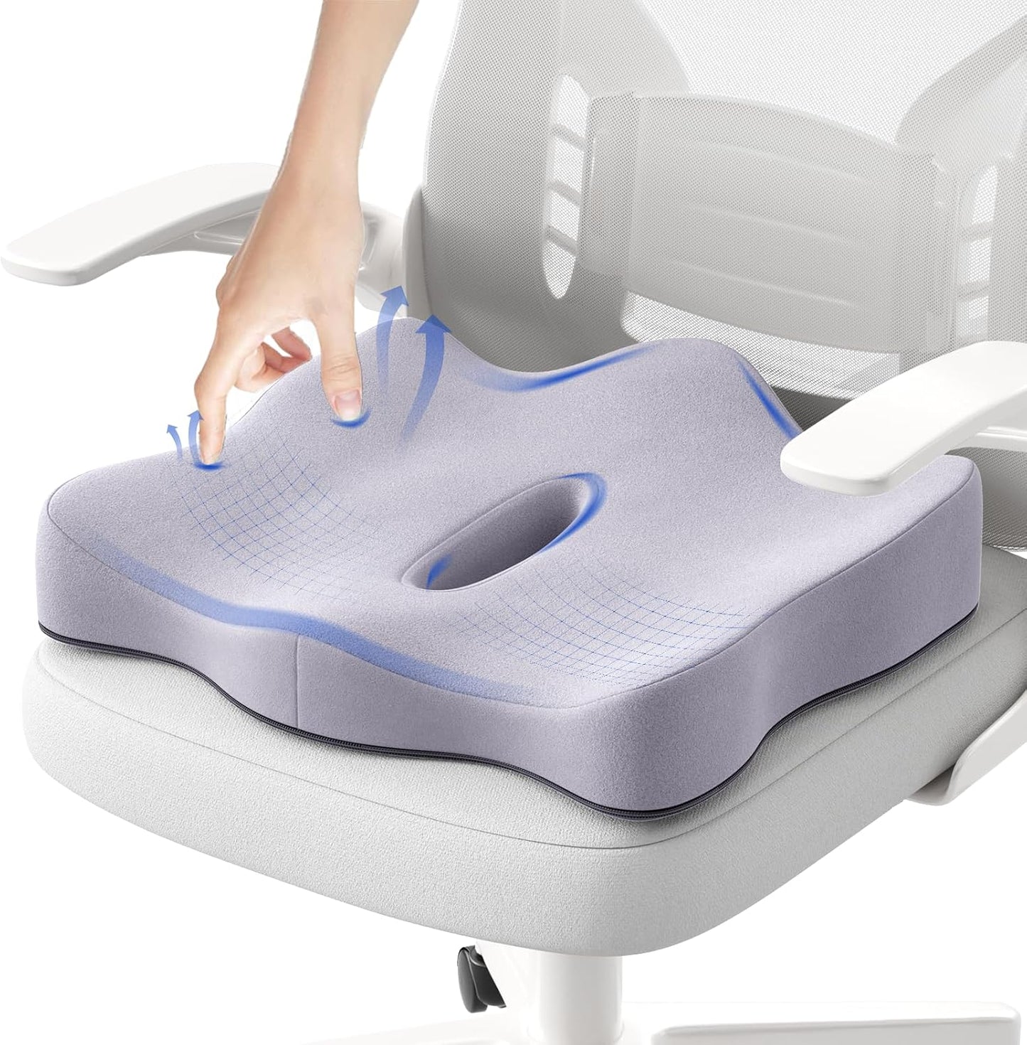 Seat Cushions for Office Chairs - Pressure Relief Seat Cushion - Car Seat Cushions for Pressure Relief, Tailbone Pain, Sciatica & Back Pain Relief for Office Chairs (Purple)