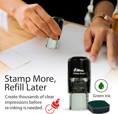 Shiny Cool Apple Teacher Stamp, Round Self Inking Stamp for Classroom, Green Ink