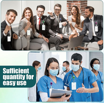 Laumoi 80 Packs Retractable ID Badge Holder Name ID Badge Reel Clips Keychain with Belt Clip and Key Ring for Office Worker Doctor Nurse Employee (Transparent Multicolor)