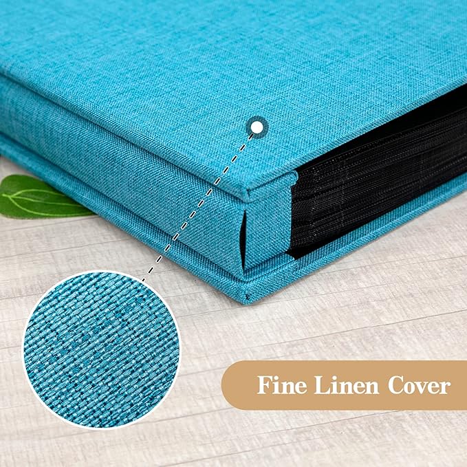 potricher Linen Hardcover Photo Album 4x6 600 Photos Large Capacity for Family Wedding Anniversary Baby Vacation (Blue, 600 Pockets)