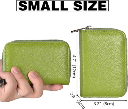 Easyoulife Genuine Leather Credit Card Holder Zipper Wallet With 26 Card Slots