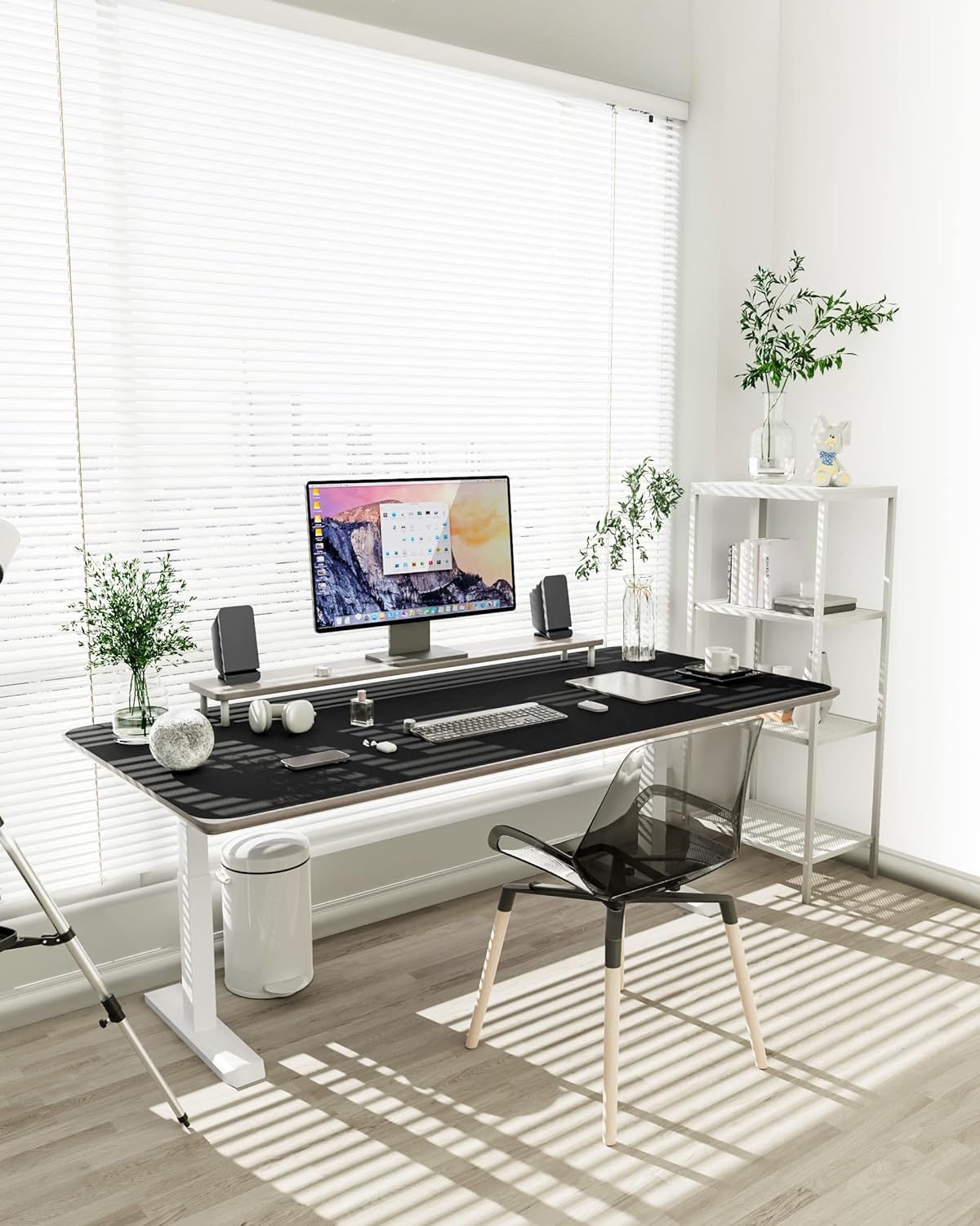 YSAGi Non-Slip Leather Desk Pad XL Size, Waterproof Laptop Computer Desk Keyboard Mat, Table Protector Blotter Mat, Large Mouse Pad for Office/Work/Home/Decor(Black, 47.2" x 23.6")-No Band