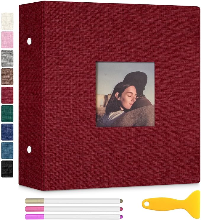 Zesthouse Photo Album Self Adhesive with Picture Display Window, 3-Ring Scrapbook Albums 60 Pages Holds 8x10 5x7 4x6 Photos, DIY Photo Book Ideal Gift for Family Wedding Baby