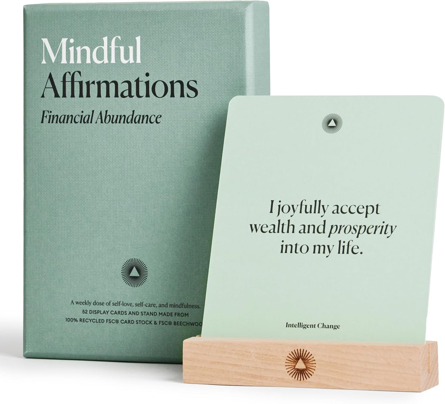 Intelligent Change Mindful Affirmation Cards for Financial Abundance, Daily Words of Inspiration, Self Affirmation Inspirational Gifts, Positive Affirmations with Display Stand, Deck of 52