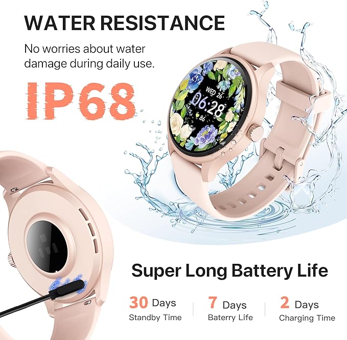 Smart Watch, HD Smartwatch for Men Women (Answer/Make Calls), Fitness Watch with 100+ Sport Modes, IP68 Waterproof/Heart Rate/Sleep Monitor, Activity Trackers for iOS/Android