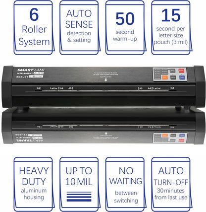 SINCHI 6-Roller, Auto Sense, 3-10 Mil Laminating Machine for Office and School, 50-Second Warm-up, 47 Inches/Minute, Never-Jam, Heavy Duty, 13-inch Thermal Laminator Machine 11x17