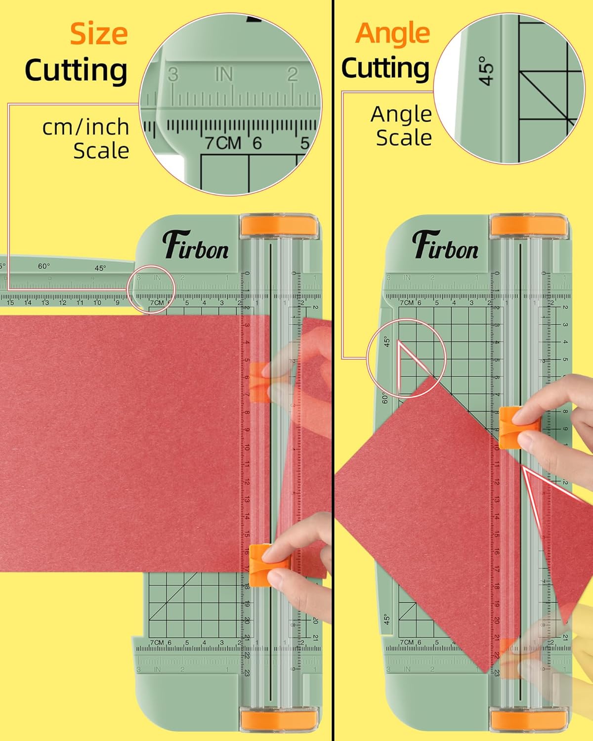 Firbon Morandi A5 Paper Cutter, Straight Small Paper Trimmer with Side Ruler for Scrapbooking Craft, Paper, Coupon, Label, Cardstock