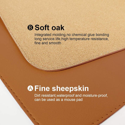 DAWNTREES Dual Sided Desk Mat,Leather Desk Pad,Brown 35.5"x17",Cork Desk Mat Protector,with PU Leather Valet Tray Organizer,Large Mouse Pad,Desk Writing Pad for Office and Home