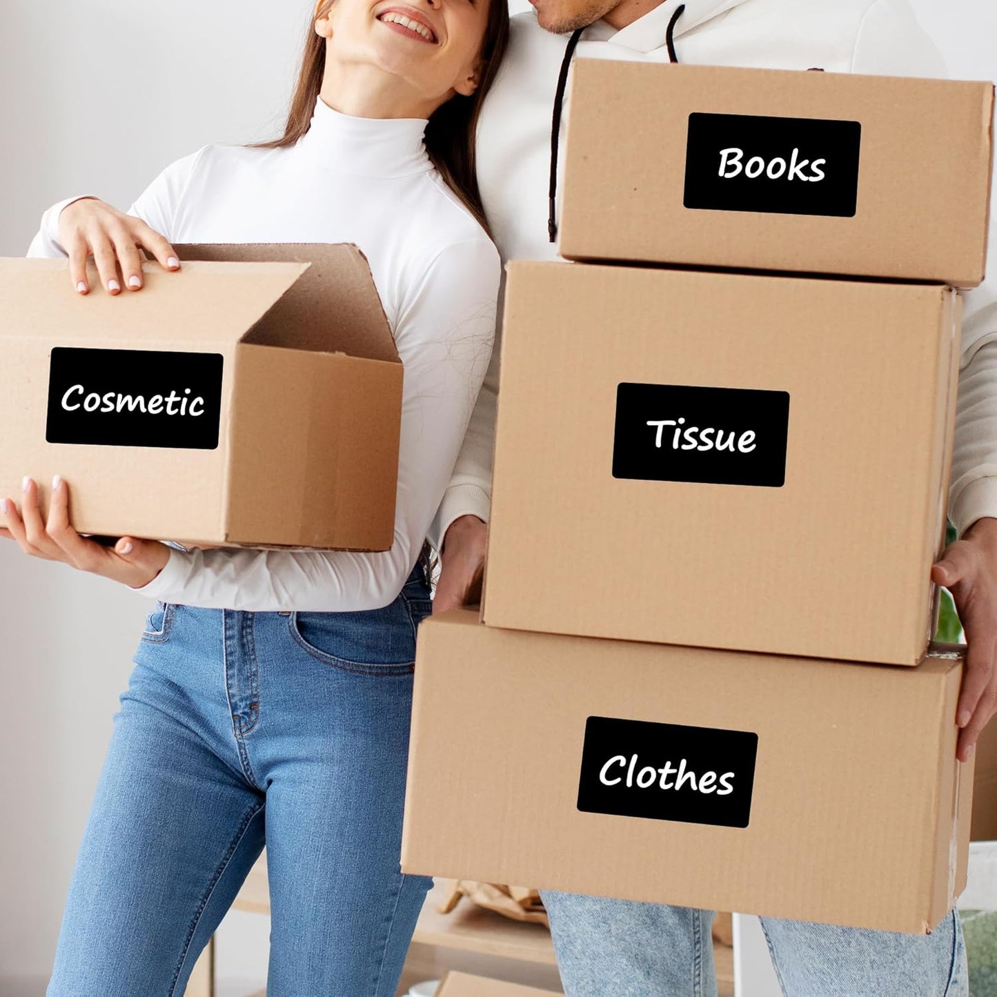 PARLAIM 3x5 inch Rectangle Color Code Stickers, 1000PCS 4 Rolls Square Adhesive Inventory Label, Black