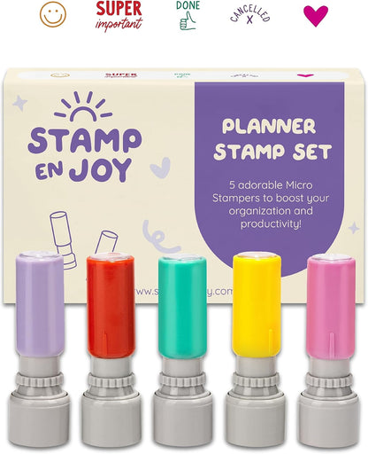 5 Self-Ink Flash Stamp Set, Multicolor Teacher Stamps for Classroom, Pre-Inked, Refillable Stamps (Planner Stamps)