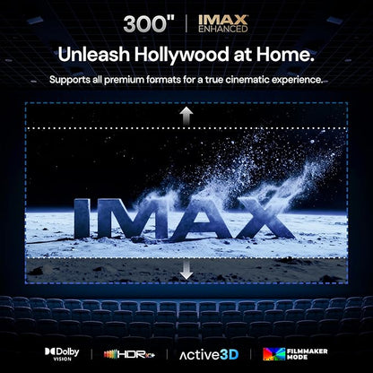 VisionMaster Max 4K Laser Projector, 3500 ISO Lumens, Anti-RBE, Speckle-Reduction, Flagship Black Level, 0.9–2.0:1 External Optical Zoom, 300", IMAX Enhanced, HDR10+, 3D, Gigabit 4ms 240Hz