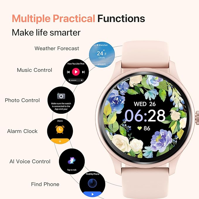 Smart Watch, HD Smartwatch for Men Women (Answer/Make Calls), Fitness Watch with 100+ Sport Modes, IP68 Waterproof/Heart Rate/Sleep Monitor, Activity Trackers for iOS/Android