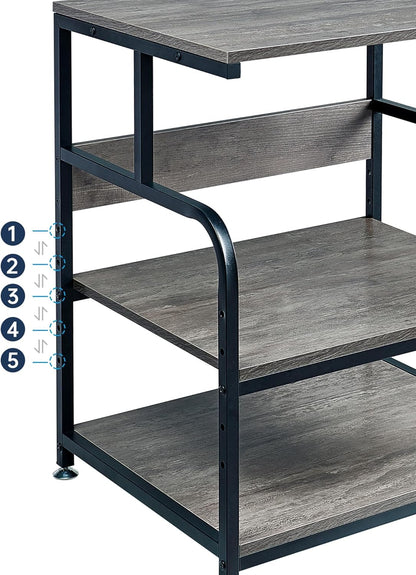 Large Printer Stand Table 23.6 x18.9 x 30 Inches with Height Adjustable Storage Shelf, 3 Tier Rolling Printer Cart with Wheels for Home Office, Gray