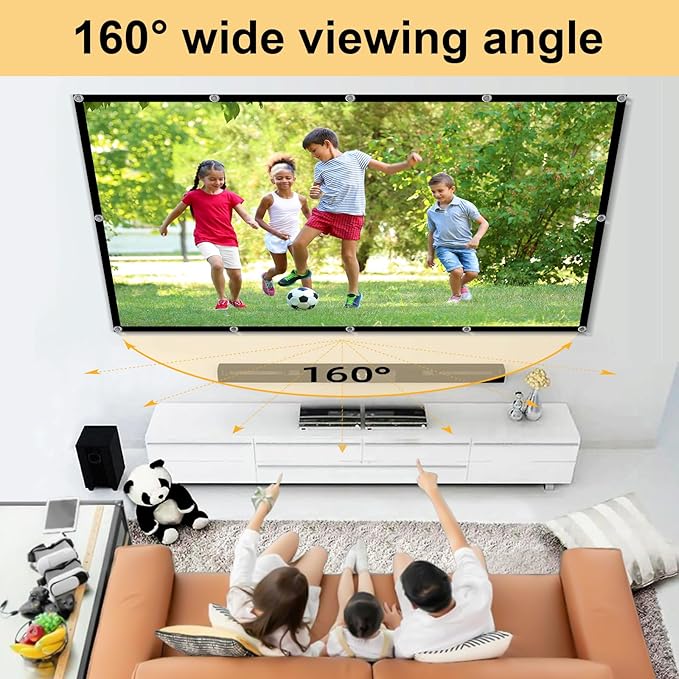 Foldable 84-inch Projector Screen,XINLEMY 4k 16:9 Anti-Crease Portable Washable Projector Backing Black Absorbs Light Movies Screens for Home Theater Backyard Indoor and Outdoor Camping