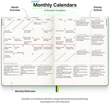Purpose Planner Undated Monthly Weekly Daily Productivity Journal 2023 Optimised Life, Goal Setting & Business Tool for Academic Student, Professionals, Mums - Leather Day Organiser Notebook