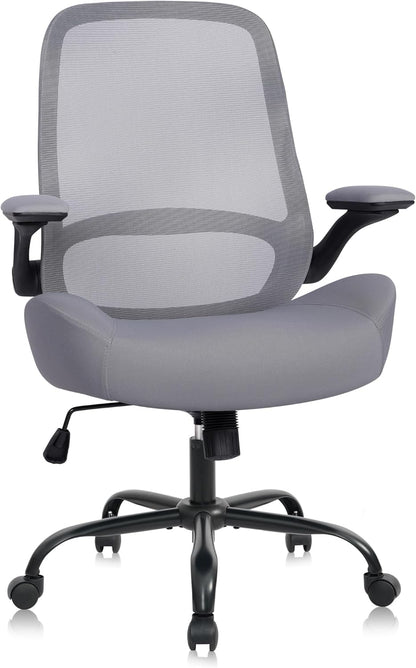 HYLONE Heavy Duty Office Chair, 5" Thickened Seat Ergonomic Desk Chair with Adjustable Armrests, Home Office Computer Chairs for Long Hours Mesh Executive Chair(Dark Grey)