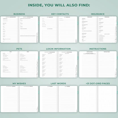 Clever Fox End of Life Planner – Final Arrangements Organizer for Beneficiary, Will Preparation, Last Wishes & Funeral Planning, A5 (Mint Cream)
