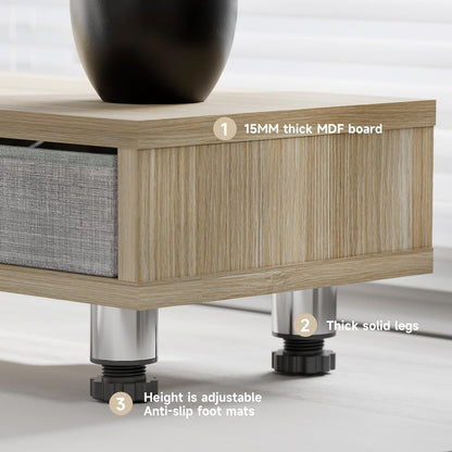 Fenge Monitor Stand, Dual Monitor Stand with 2 Drawers, Monitor Riser for 2 Monitors, Adjustable Height Computer Stand, Office Monitor Stands for Desk, Laptop, PC, TV, Printer