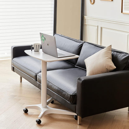 47" Mobile Standing Desk(26" W*19.3" D), Adjustable Height Laptop Desk, Pneumatic Desk with Gas Spring Riser, Podium for Home, Office，Classroom，Medical, (29" to 46.9" H) (White)