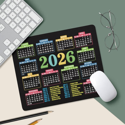 Mouse Pad 2026 Calendar,Computer Mouse Pads Calendars Non-Slip Rubber Desk Mat Mousepad Gaming Office Keyboard Mat (9.45x7.87 in) (Color Black)