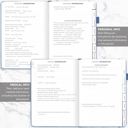 Clever Fox Large End of Life Planner – Guided Final Arrangements Organizer Notebook for Instructions, Beneficiary Info, Will Preparation, Last Wishes & Funeral Planning – 8.5" x 11" (Smoke Blue)