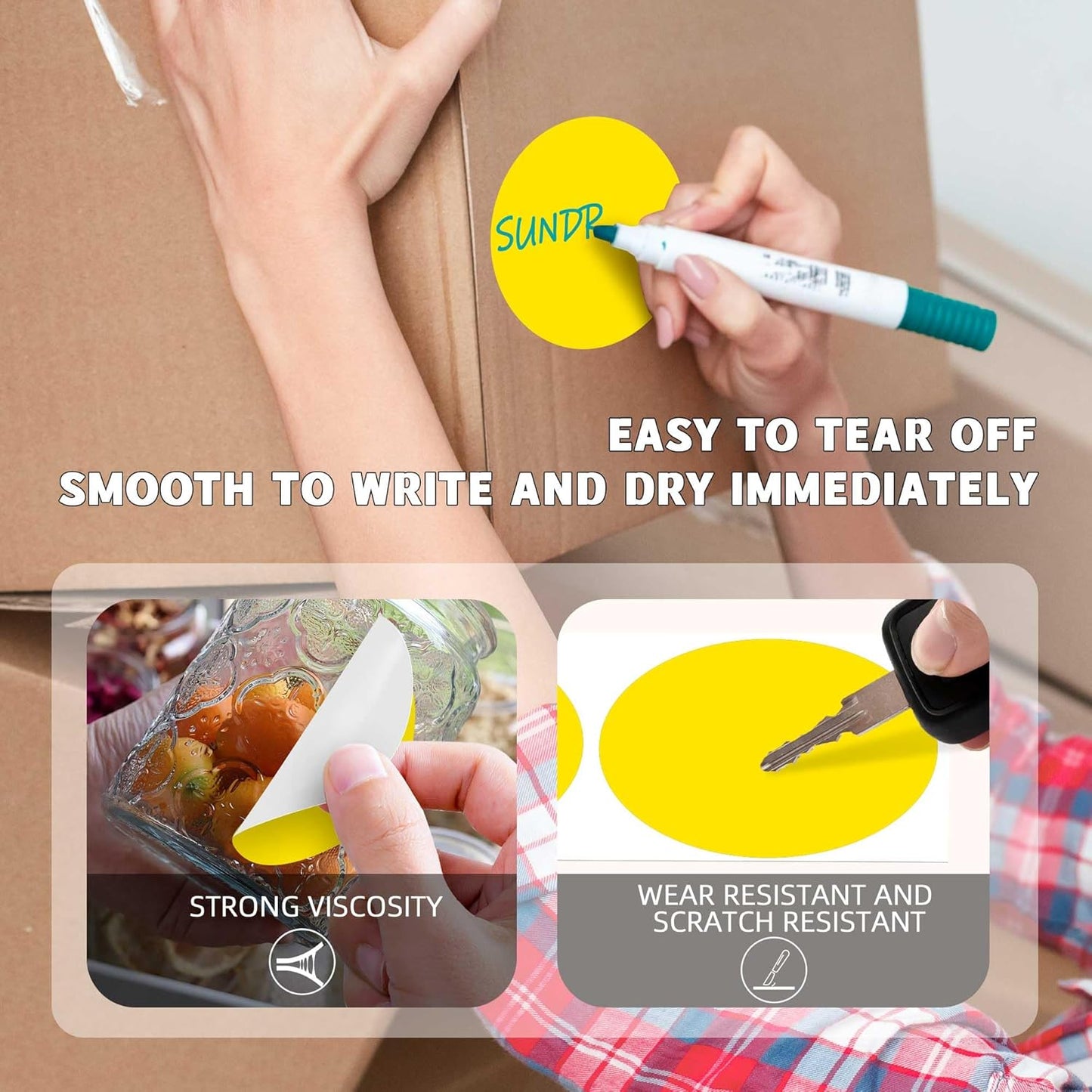 PARLAIM 3”Color Coding Labels Stickers,4Rolls/2000per Dispenser Box Round Adhesive Circle Dot Stickers for Inventory Office Home(Yellow)