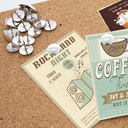 BAZIC Push Pins, Nickel Silver Flat Head Steel Point Thumb Tacks Pin for Cork Bulletin Board Map Posters Picture Office School (200/pack), 1-Pack…