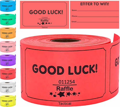 Tacticai 250 Raffle Tickets, Red (1 of 8 Colors), Raffle Cards, Entry Form with Name, Phone & Email for Events, Fundraiser & Prizes