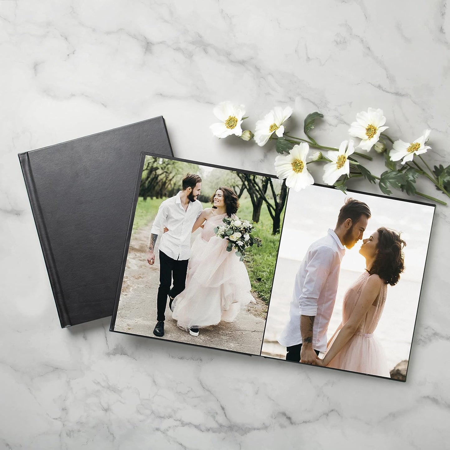 Neil Enterprises Inc. 10" x 12" Black Leather Self-Stick Photo Album - Holds 20 Photos