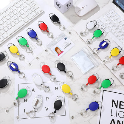 Yaomiao 100 Pack Retractable Badge Holder Reel with Clips Heavy Duty ID Card Holder Reels Bulk with Key Ring for Office Worker Doctor Nurse Employee School Students (Multicolor)