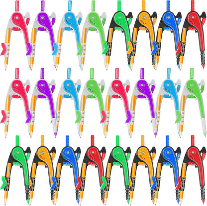 Zonon Student Math Geometry Compass Bulk 6 Inch Plastic Drawing Compass with Pencils Bright Color Precision Tool Back to School Supplies(100 Pcs)