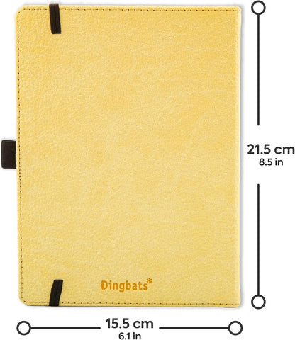 Dingbats* Wildlife Dotted Writing Journal Notebook A5 - Vegan Leather Hardcover - Ideal for Work, Travel - Pocket, Elastic Closure, & Bookmark