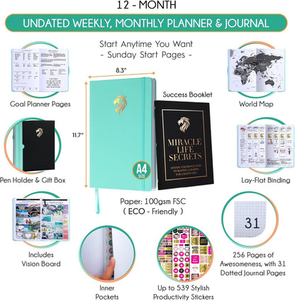 Journal for Men - Undated Daily, Weekly & Monthly Planner with Budget Section | A 12 Month Journey to Increase Productivity & Happiness | Life Organizer & Gratitude Journal - Vertical Format
