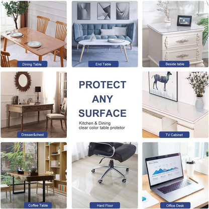 32 Inch Round Clear Table Protector Tablecloth Cover Desk Top Pad Mat for Glass Furniture Coffee Marble End Bed Sofa Side Bistro Bar Corner Night Stand Dinner Dining Room Table Thick Plastic PVC Vinyl