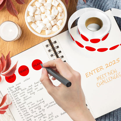 Red 1 Inch Round Color Coding Dot Labels, 10 Rolls 10000 Dot Stickers in Dispenser Box - Permanent Adhesion, Vibrant Colors, Highly Visible