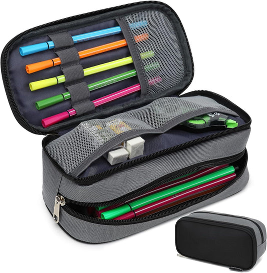 Large Capacity Pencil Case Multi-Slot Pencil Pouch Durable Pencil Box Portable Office Pen Bag with Zipper