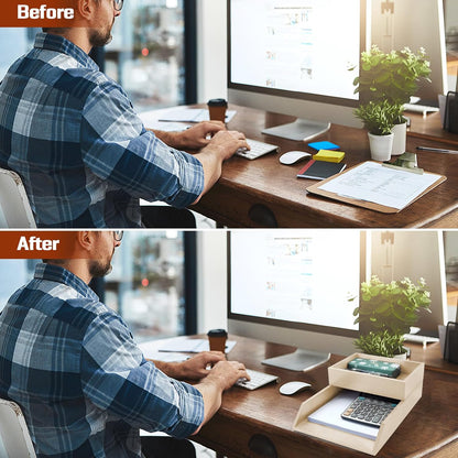 2-Tier Wood Letter Tray Wooden Desk Organizer Letter-Size Tray Magnetic Paper Document File Organizer for Office Supplies Collection Folders Notebooks Desktop Workspace Holder