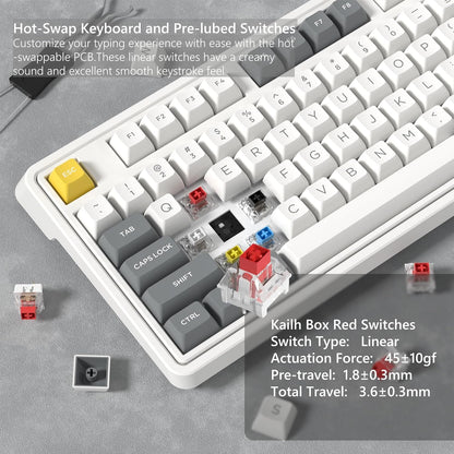 CMK98 Wireless Mechanical Keyboard with Number Pad,Tri-Mode Hot Swappable 99 Key Custom Gaming Keyboard, Linear Switches Gasket Creamy Keyboard RGB for Win/MAC (Grey)