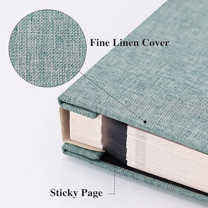 Vienrose Photo Album Self Adhesive 13x12.6 for 600 Photos Linen Scrapbook 120 Pages Turquoise