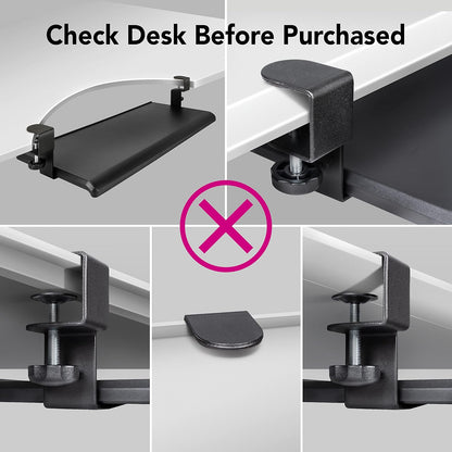 EHO Clamp-On Retractable Adjustable Keyboard Tray, Under Desk Ergonomic Keyboard Tray - Easy Tool-Free Install - Large Surface 27.5" (31.8" Including Clamps) x 12.5" Home & Office
