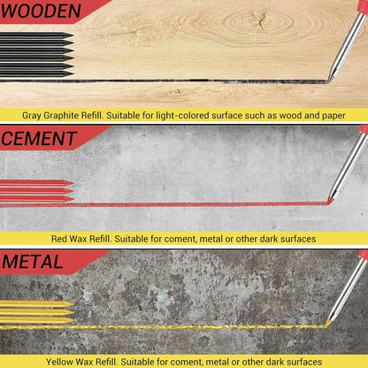 Gegong 24 Pieces 2.8 mm Diameter Solid Carpenter Pencil Set Pencil Refills for Carpenter Carpenter Marker Woodworking Mechanical Pencil (Yellow Refill)