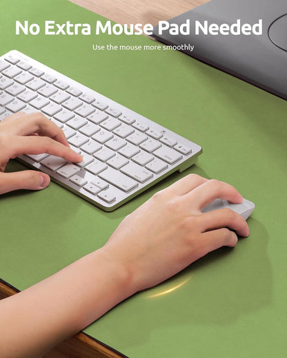 YSAGi Leather Desk Protector, Office Mat, Large Mouse Mat, Non-Slip PU Leather Blotter, Laptop Pad, Waterproof Writing Pad for Office and Home (Leaf Green, 31.5" x 15.8")