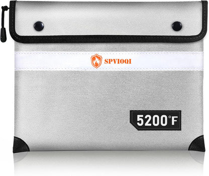 Upgraded Fireproof Document Bag 5200°F, 14.2” X 11” Waterproof Fireproof Bag with Zipper, 8 Layers of Heat Insulated Materials, Fireproof Money Bag for Cash, Important Documents and Valuables fire bag