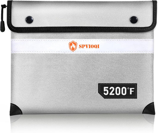 Upgraded Fireproof Document Bag 5200°F, 14.2” X 11” Waterproof Fireproof Bag with Zipper, 8 Layers of Heat Insulated Materials, Fireproof Money Bag for Cash, Important Documents and Valuables fire bag