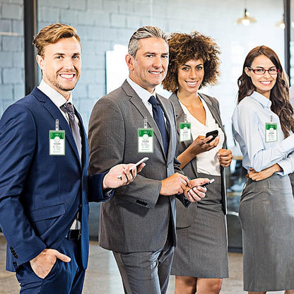 Happy Trees 100pc Metal Badge Clips with Strap Clear ID Strap Clip Adapter