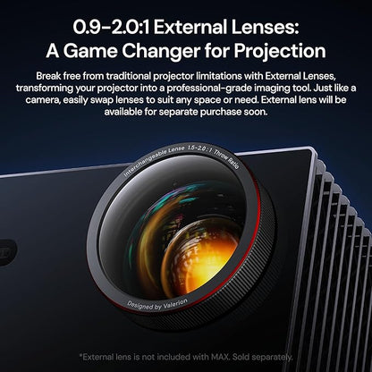 VisionMaster Max 4K Laser Projector, 3500 ISO Lumens, Anti-RBE, Speckle-Reduction, Flagship Black Level, 0.9–2.0:1 External Optical Zoom, 300", IMAX Enhanced, HDR10+, 3D, Gigabit 4ms 240Hz