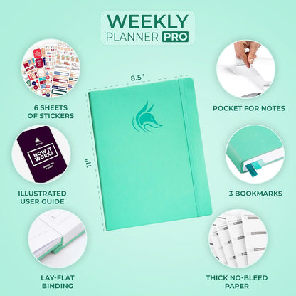 Clever Fox Planner PRO – Weekly & Monthly Life Planner to Increase Productivity, Time Management and Hit Your Goals, 8.5x11″ (Emerald)