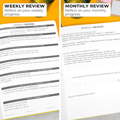 Clever Fox Planner Daily PRO - 8.5 x 11" A4 Size Daily Life Planner and Gratitude Journal to Increase Productivity, Time Management and Hit Your Goals - Undated - Lasts 3 Months (Amber Yellow)