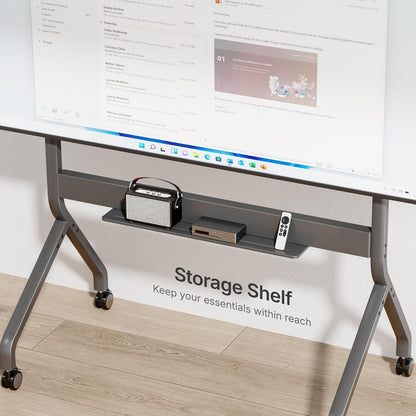 FortiLift Premium Manual Height Adjustable TV Cart for 60–110” Displays – Business-Class Rolling Stand with Crank Lift, VESA 1200×600, 264 lbs Capacity, Storage Shelf, Lockable Wheels